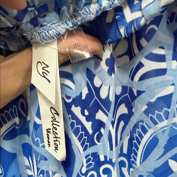 NY Collection Vibrant Blue and White Maxi Skirt - Picture 2 of 4